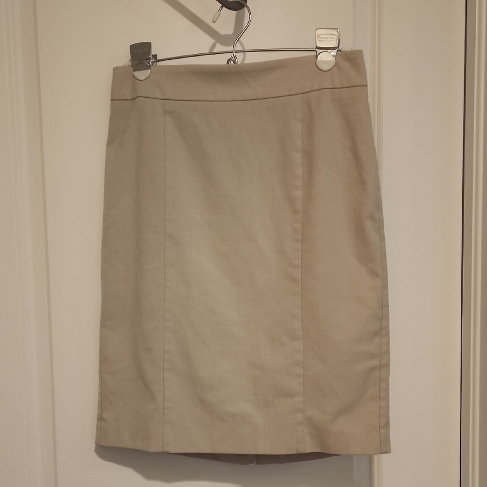 Ann Taylor Factory Womans Tan Tailored Pencil Straight Skirt Knee-length Work